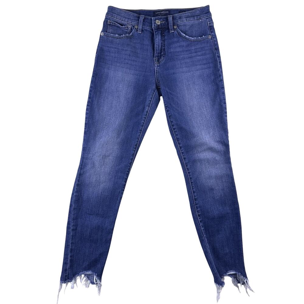 Lucky Brand Ava Skinny Jeans Women's 6‎ 28 Blue Stretch Denim Distressed Ankle